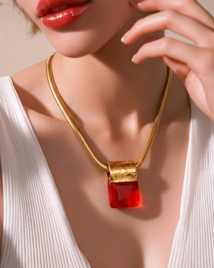 Pendentif Rouge translucide / Or