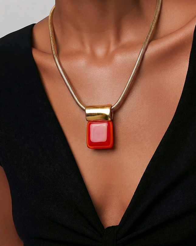 Pendentif Rouge Opaque / Or