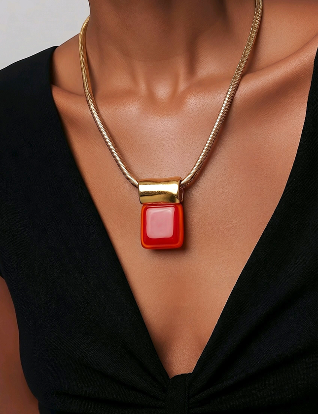 Pendentif Rouge Opaque / Or