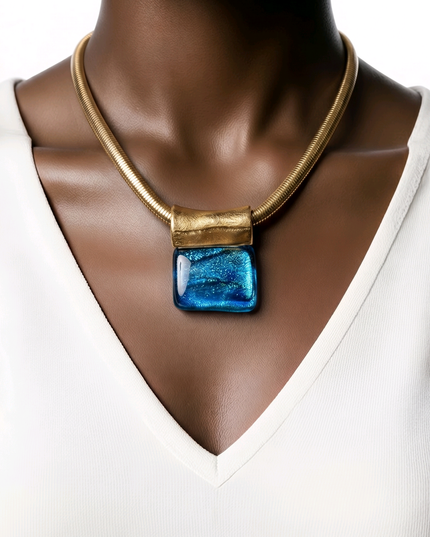 Pendentif Bleu Cobalt pailleté