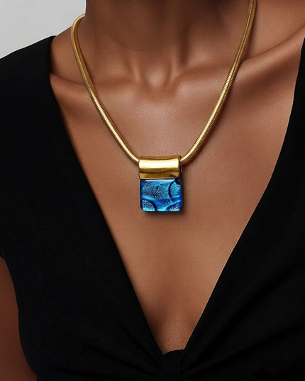 Pendentif Bleu Cobalt pailleté