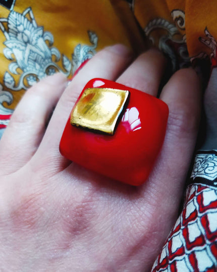Bague Bulle Rouge Coquelicot