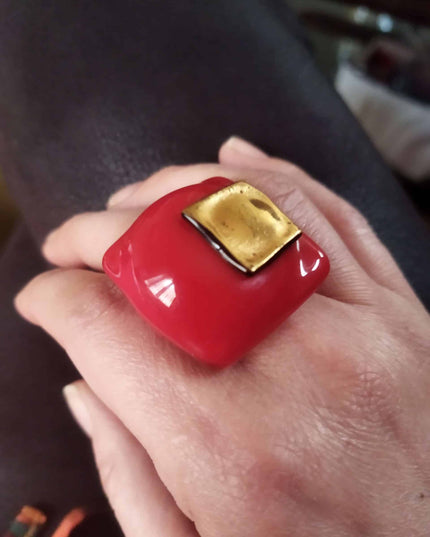 Bague Bulle Rouge Coquelicot