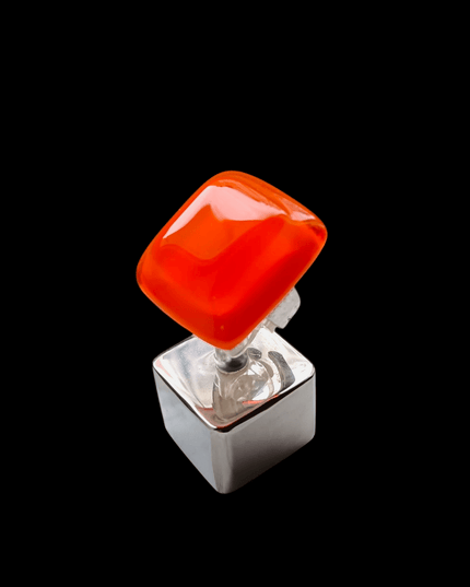 Bague en verre de Murano "Orange Tangerine opalescent"