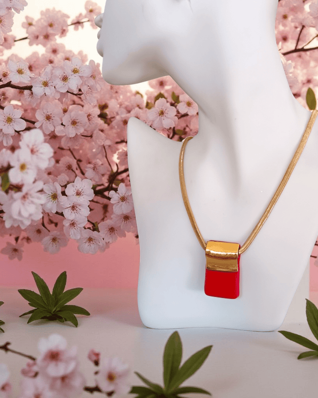 Pendentif Rouge Opaque / Or