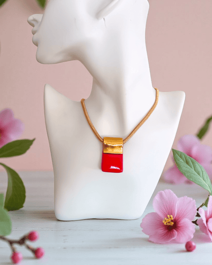 Pendentif Rouge Opaque / Or