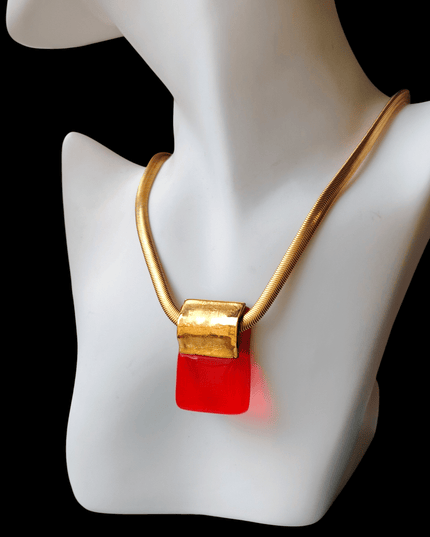 Pendentif Rouge translucide / Or