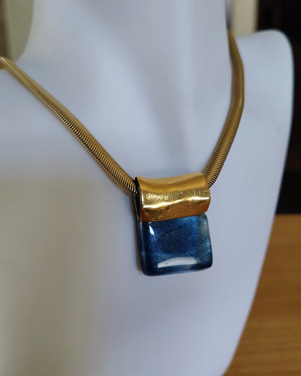 Pendentif Bleu Cobalt pailleté