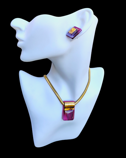 Pendentif  Rose à l'Or et Mauve