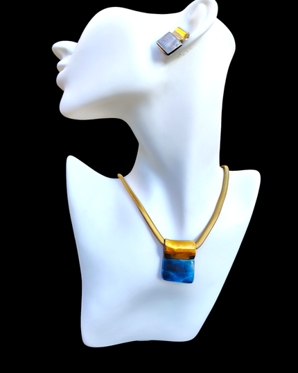 Pendentif Bleu Cobalt pailleté