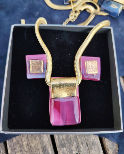 Pendentif  Rose à l'Or et Mauve