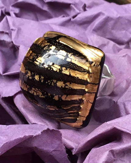 Bague Bulle en verre soufflé "Nocturne"