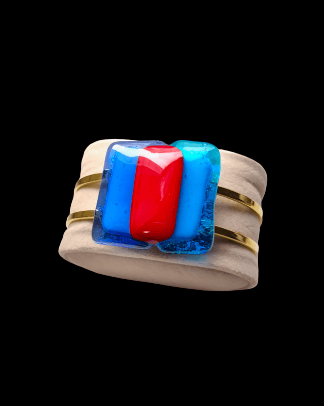 Bracelet Manchette Murano Bleue rouge
