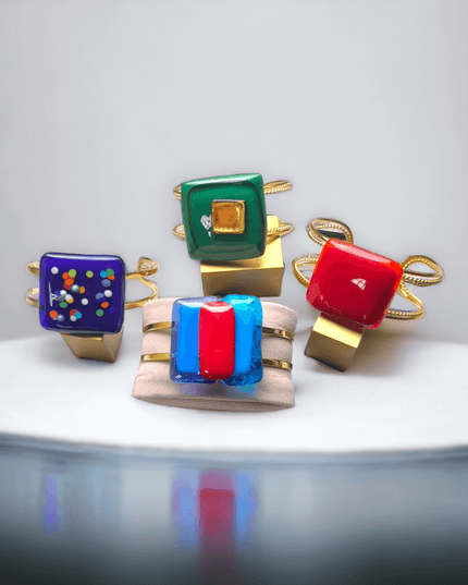 Bracelet Manchette Murano Bleue rouge