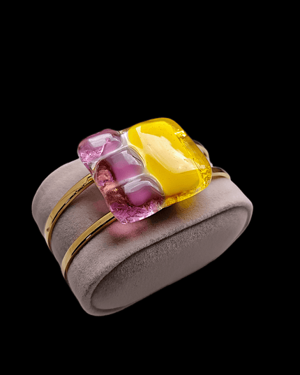 Bracelet Manchette Murano Jaune & Raisin