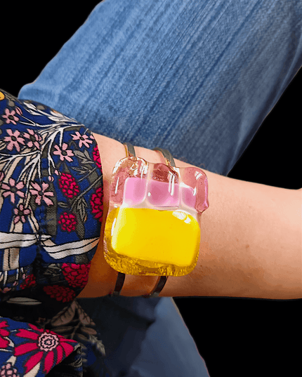 Bracelet Manchette Murano Jaune & Raisin