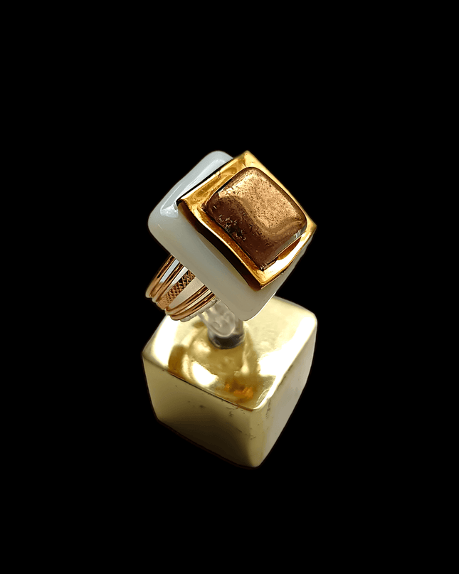 Bague Perla en verre "L'or Blanc"