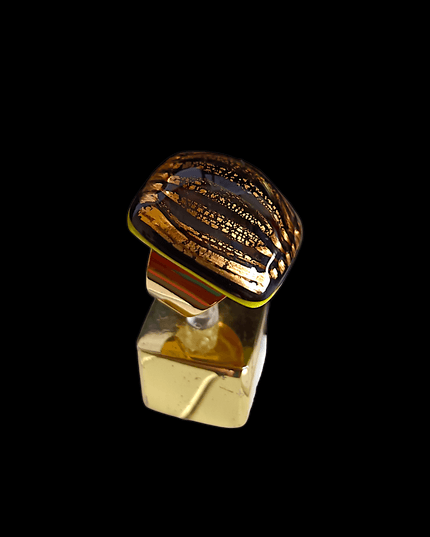 Bague Bulle en verre soufflé "Nocturne"