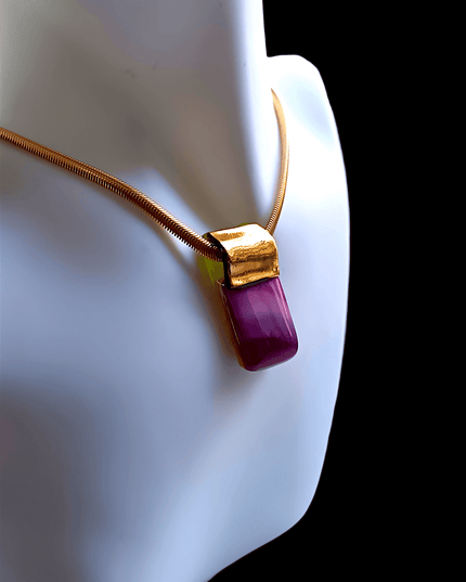 Pendentif  Rose à l'Or et Mauve