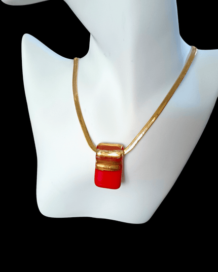 Pendentif Rouge Opaque / Or