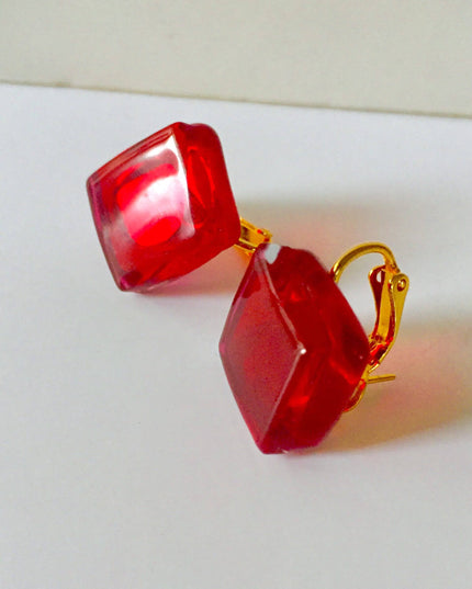 Boucle d'Oreille Carré de Verre