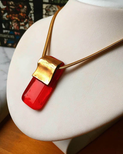 Pendentif Rouge translucide / Or
