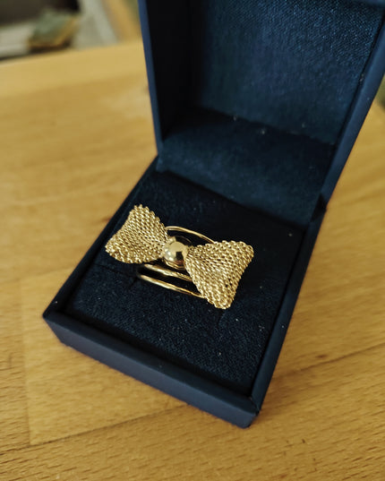 Bague nœud en laiton doré à l'or 24k