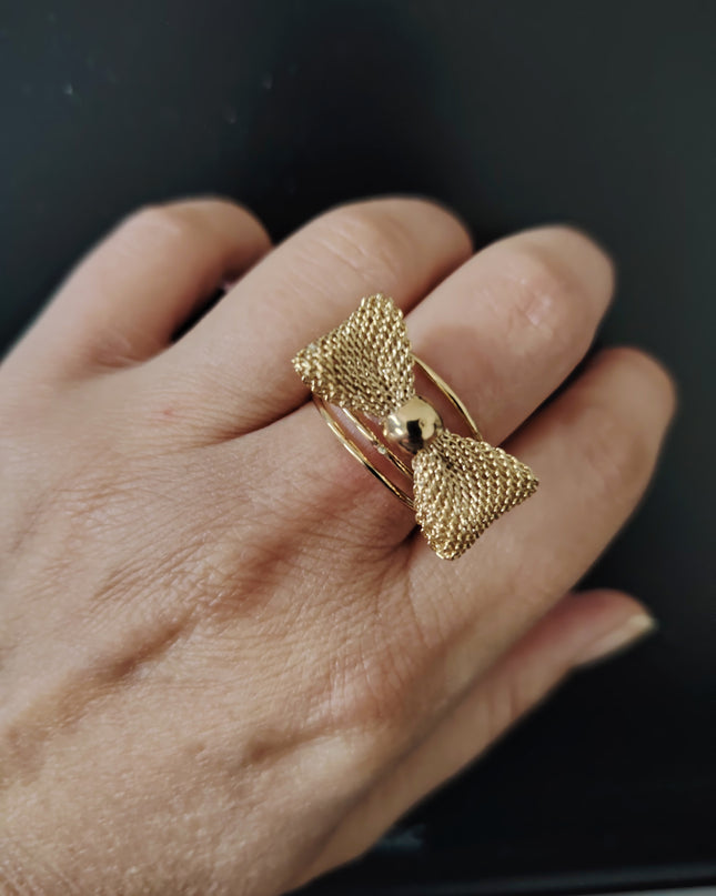 Bague nœud en laiton doré à l'or 24k
